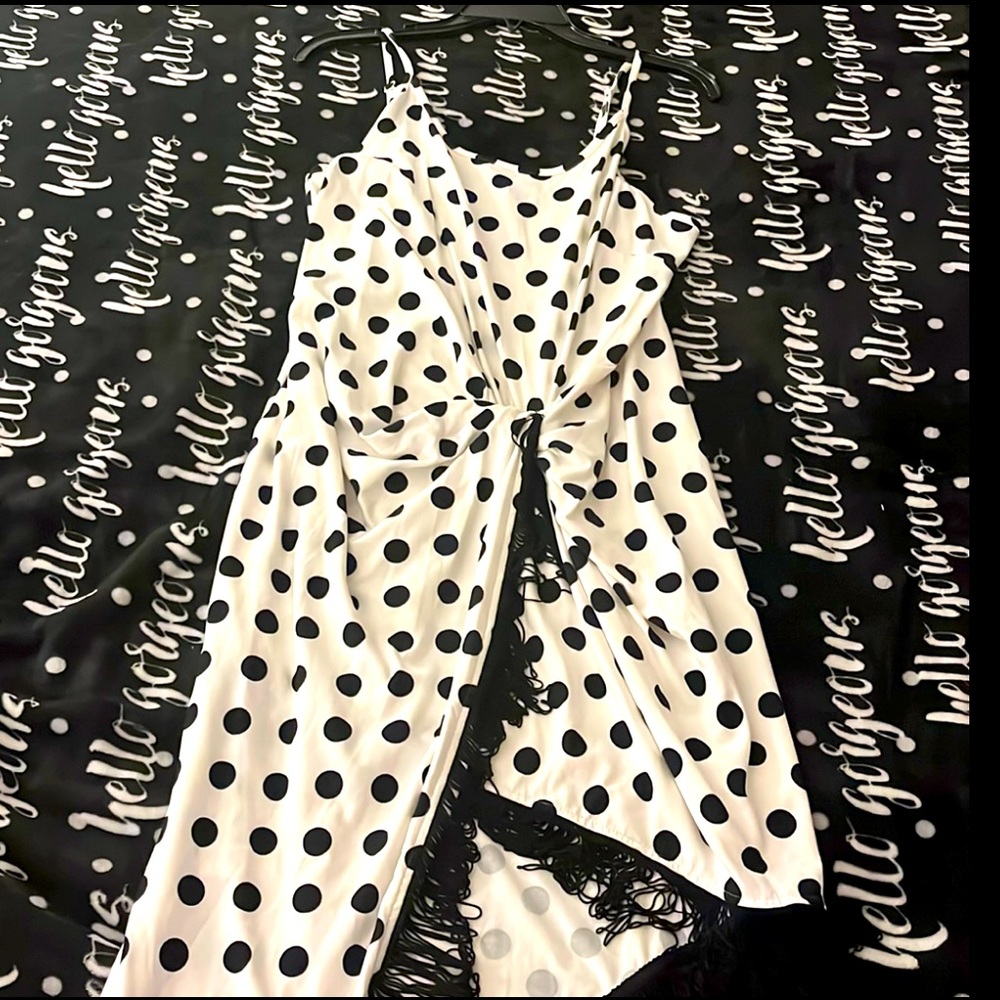White black polka dot dress